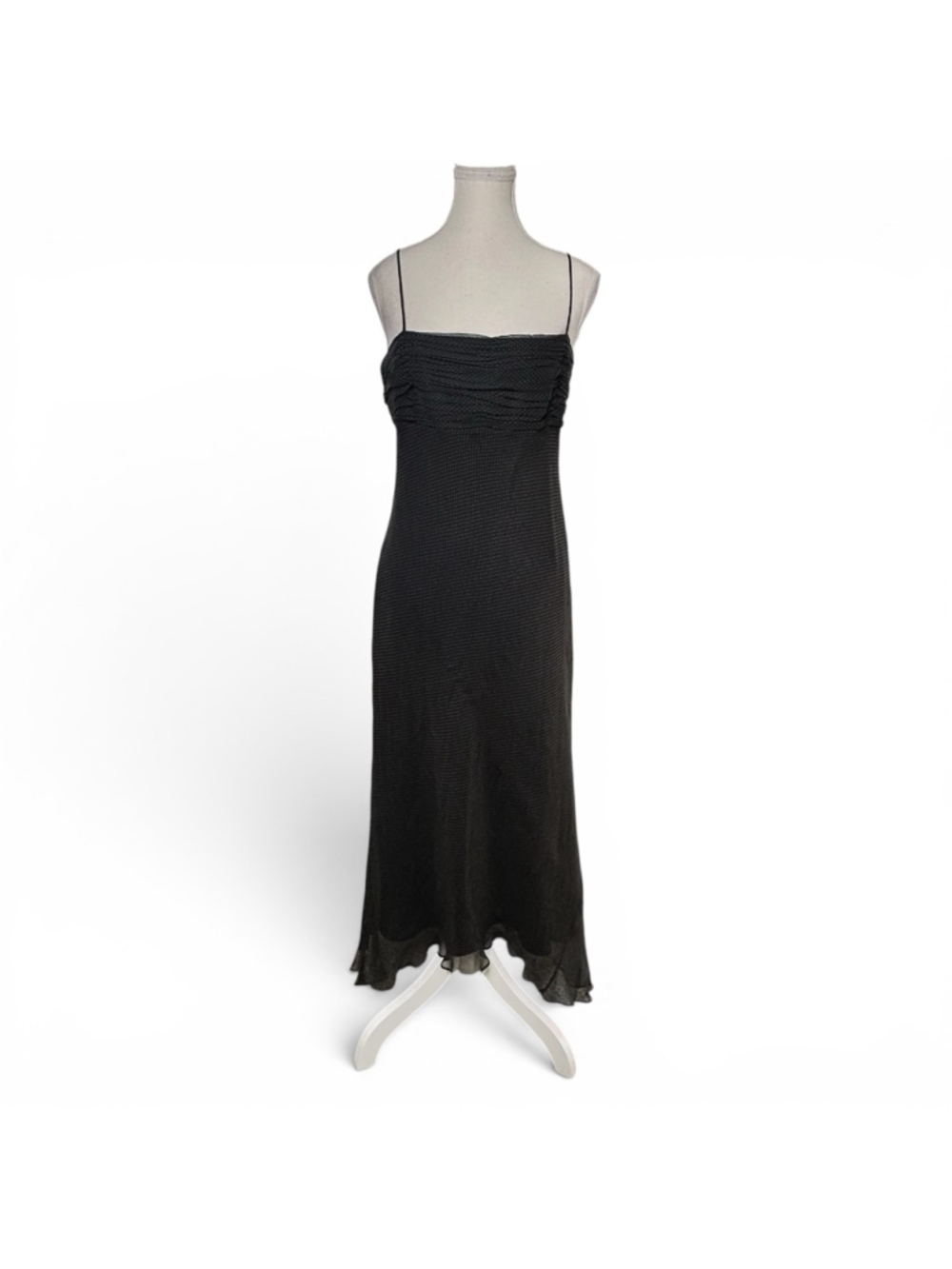 Y2K Talbots Black pin dot Slip Dress Minimalist Maxi